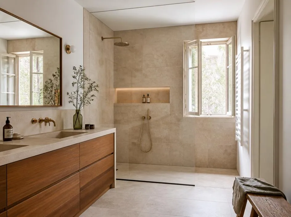 Salle de bain avec douche à l'italienne réalisée par Atelier TCE à Reims